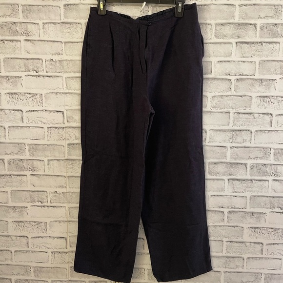 Women’s Max Studio Leonmax navy blue wool blend wide leg pants Large - Picture 1 of 5